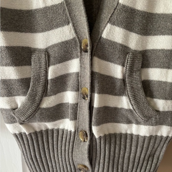 American Eagle Outfitters Striped Cardigan in Gray and Cream - Picture 3 of 7